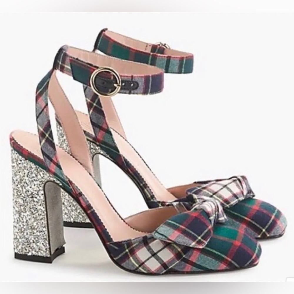 J. Crew Vicky ankle strap tartan heels- size 8.5